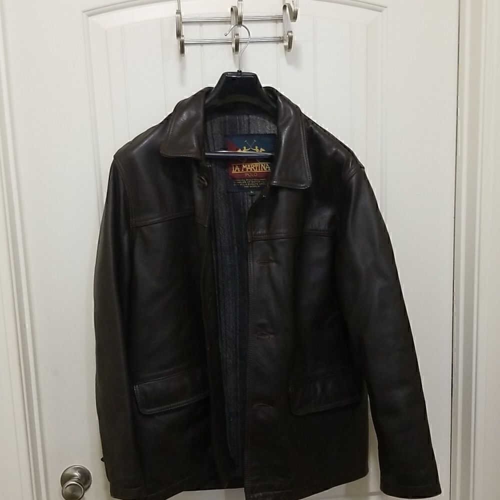LA MARTINA POLO Genuine Leather Jacket - Brown Men's Outerwear Size L